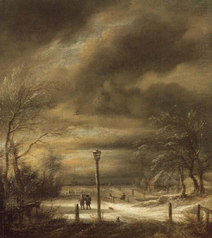 Jacob van Ruisdael Winter Landscape with a Lamp-post and and a Distant view of Haarlem china oil painting image